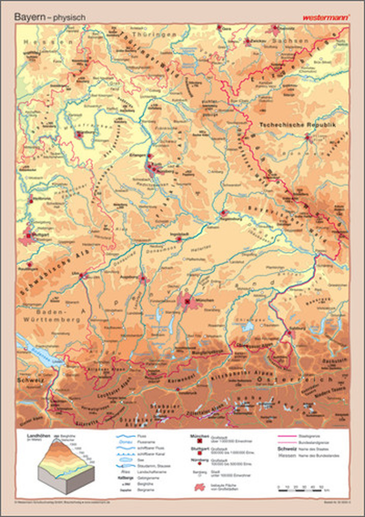 Posterkarten Geographie - Bayern: physisch / politisch – Westermann