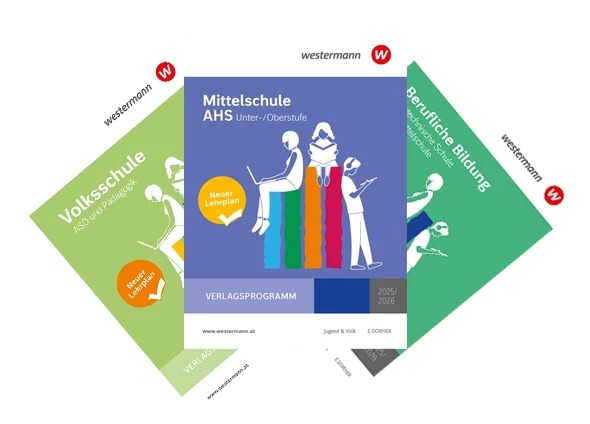 Schmuckbild: Abbildung der 3 Westermann Kataloge für das Schuljahr 2025/26