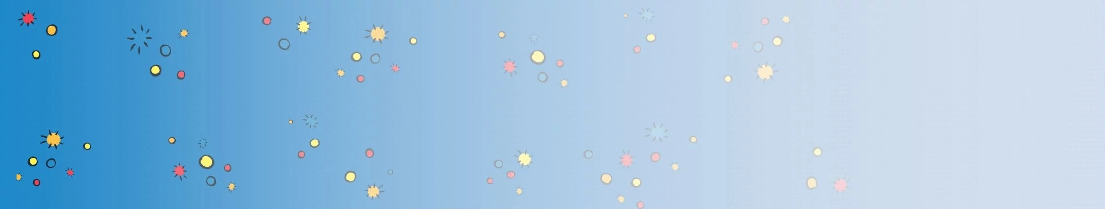 Das Hintergrundbild besteht aus einem dunklen blau mit bunten Punkten und Sternen und fadet nach rechts hell aus